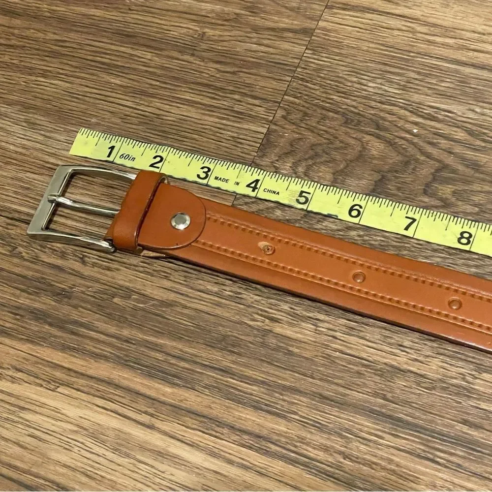Lord Leather Belt Made In Italy Tan with Silver Tone Buckle